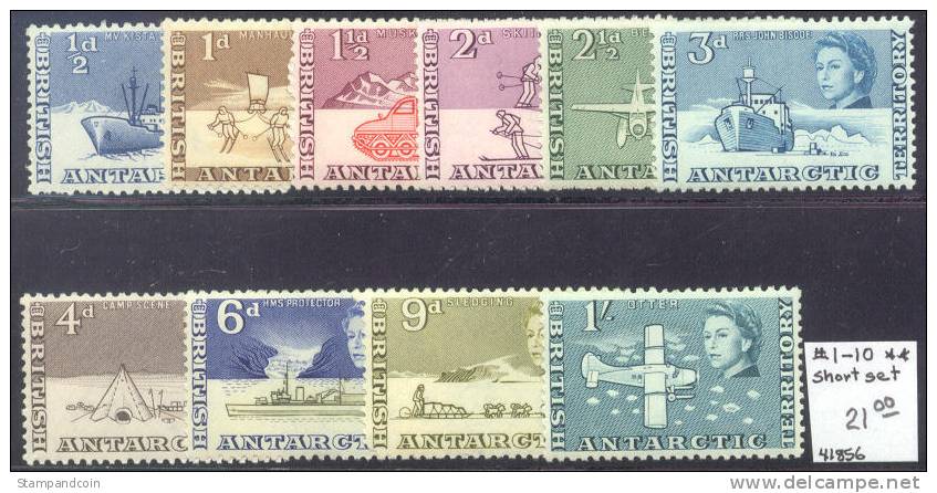 British Antarctic Territory 1-10 Mint Never Hinged Short Set From 1963 - Ongebruikt