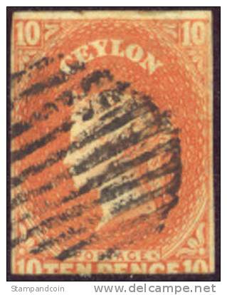 Ceylon #10 Used 10p Victoria From 1857 - Ceylan (...-1947)