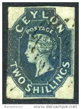 Ceylon #13 (SG #12) Used 2sh Victoria From 1859 - Ceylon (...-1947)