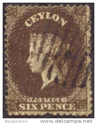 Ceylon #41 (SG #31) Used 6p Victoria From 1863 - Ceylan (...-1947)