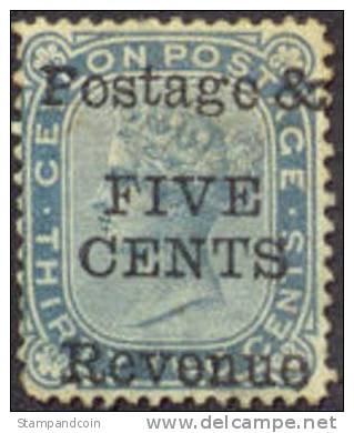 Ceylon #112 (SG #172) Mint Hinged 5c On 32c Victoria From 1885, Expertized Twice - Ceylon (...-1947)