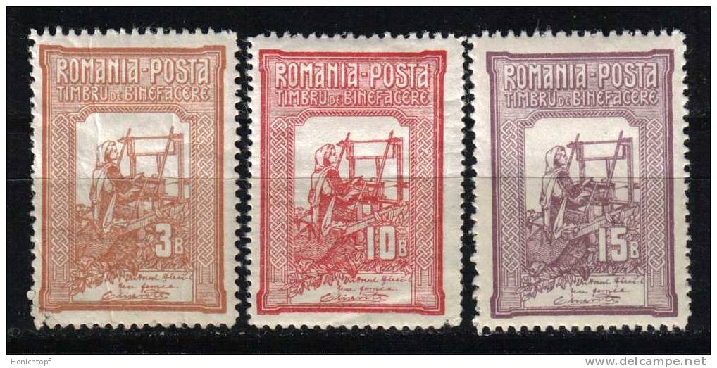 Rumänien; 1896; Michel 165 + 167/8 *; Die Königin Am Webstuhl; 165 Mit Eckfehler - Unused Stamps