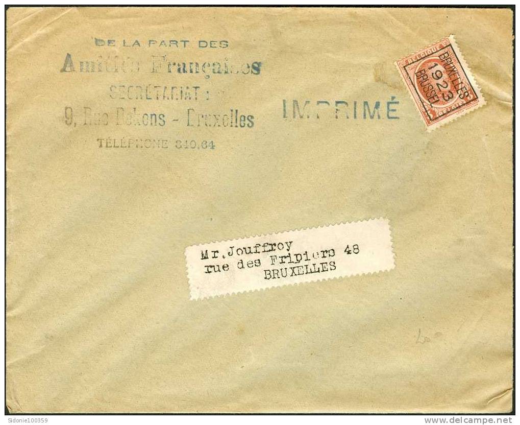 Lettre Avec Préo Houyoux 1923 De Bruxelles En Ville - Typo Precancels 1922-31 (Houyoux)