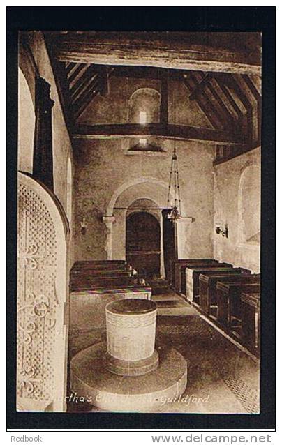 Postcard Interior Font & Interior St Martha's Church Guildford Surrey - Ref 533 - Surrey