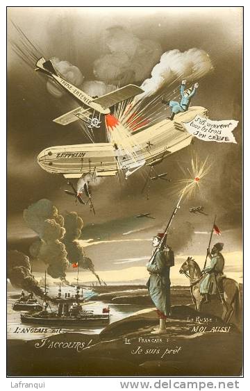 GUERRE 1914-1918- Ref  B510- Patriotique - Aviation - Le Zeppelin Dirigeable   - Carte Bon Etat - Weltkrieg 1914-18