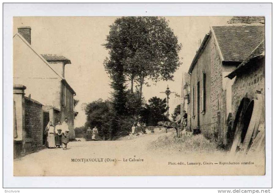 Cpa MONJAVOULT Le Calvaire Café De La Mairie épicerie Vins Liqueur- HOTEL - Ph Ed Lamaury - Montjavoult