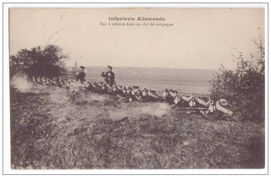 Infanterie   Allemande    Feu à Volonté Dans Un Adri De Campagne - Autres & Non Classés