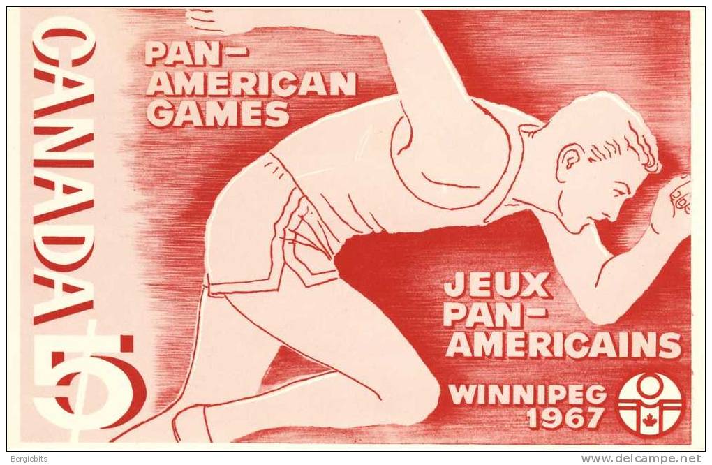 1967 Canada Special FDC Reproduction Of  Pan American Games In Winnipeg Postcard, Scarce! - 1961-1970