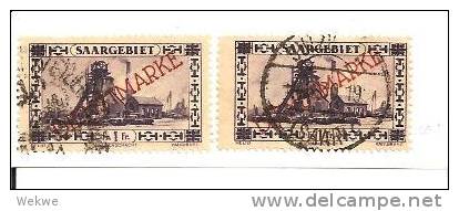 DSP323a/ SAARGEBIET -  Dienstmarken Mi. Nr. 20a (zinnober) + 20 B (rotkarmin) Katalogwert 1999, 2000 Michelmark - Dienstmarken