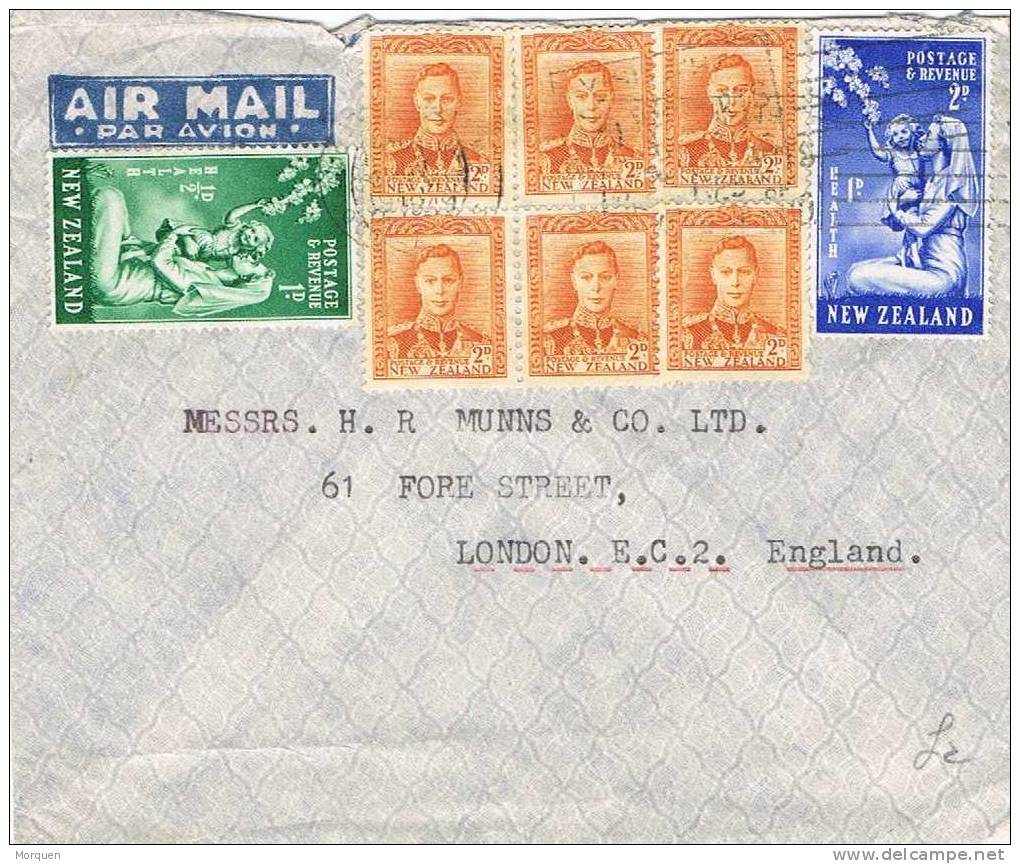 2032. Carta Aerea AUCKLAND (Nueva Zelanda) 1949 A Londres - Cartas & Documentos