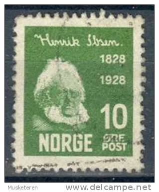 Norway 1928 Mi. 137  10 Ø Henrik Ibsen - Oblitérés