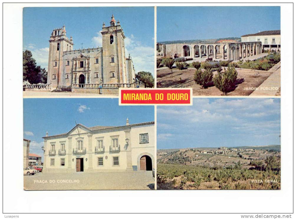 Portugal Cor 4993 – MIRANDA DO DOURO - SÉ CATEDRAL JARDIM PUBLICO VISTA GERAL PRAÇA DO CONCELHO TOYOTA OLD CARS AUTOMOBI - Bragança