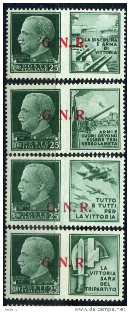 PIA - RSI - 1944 : Francobolli Di Propaganda Di Guerra Soprastampati GNR - (SAS 13-24) - Propaganda Di Guerra
