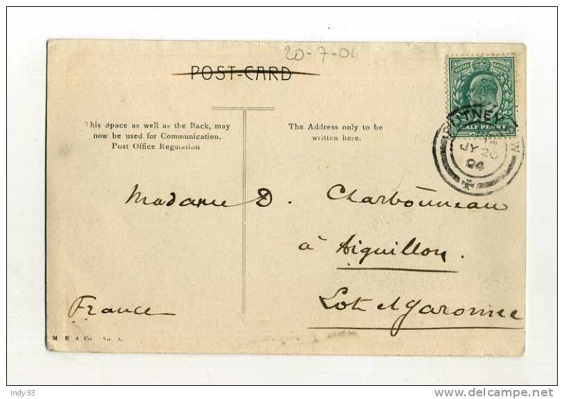 - GRANDE BRETAGNE 1902/11 .  AFFRANCHISSEMENT SIMPLE SUR CP DE 1904 POUR LA FRANCE - Cartas & Documentos
