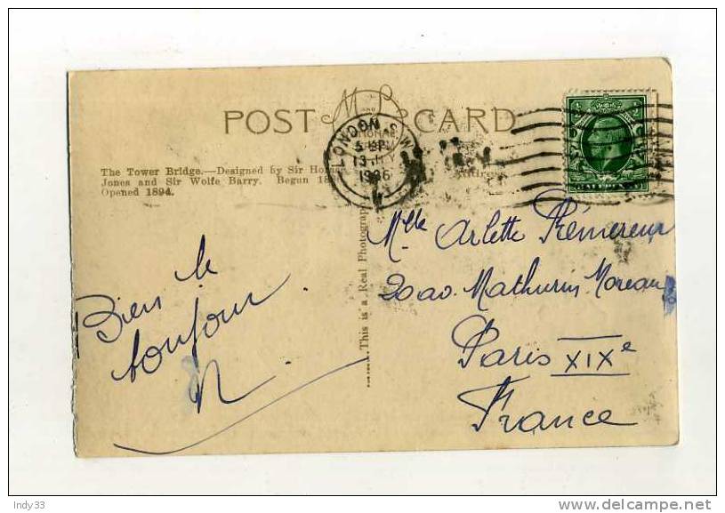 - GRANDE BRETAGNE 1911/35 .  AFFRANCHISSEMENT SIMPLE SUR CP DE 1936  POUR LA FRANCE - Storia Postale