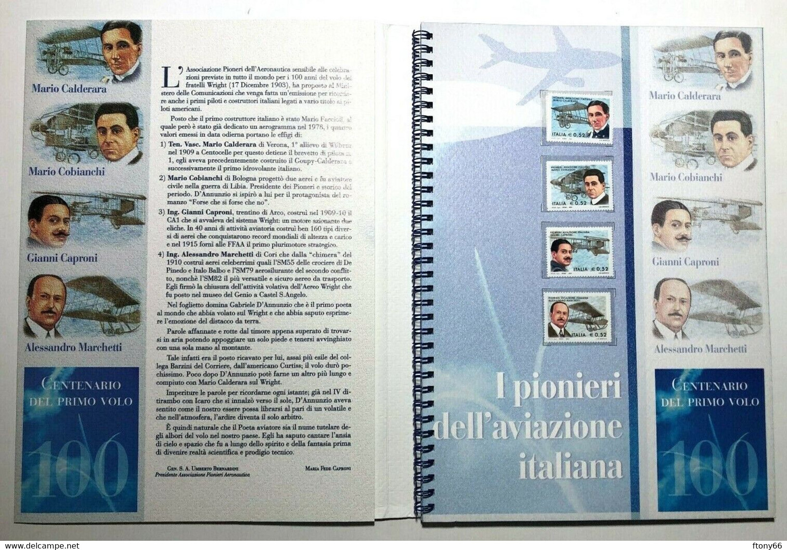 AF 2003 Folder Pionieri Dell'Aviazione Italiana - Nuovo SOTTOFACCIALE - Paquetes De Presentación