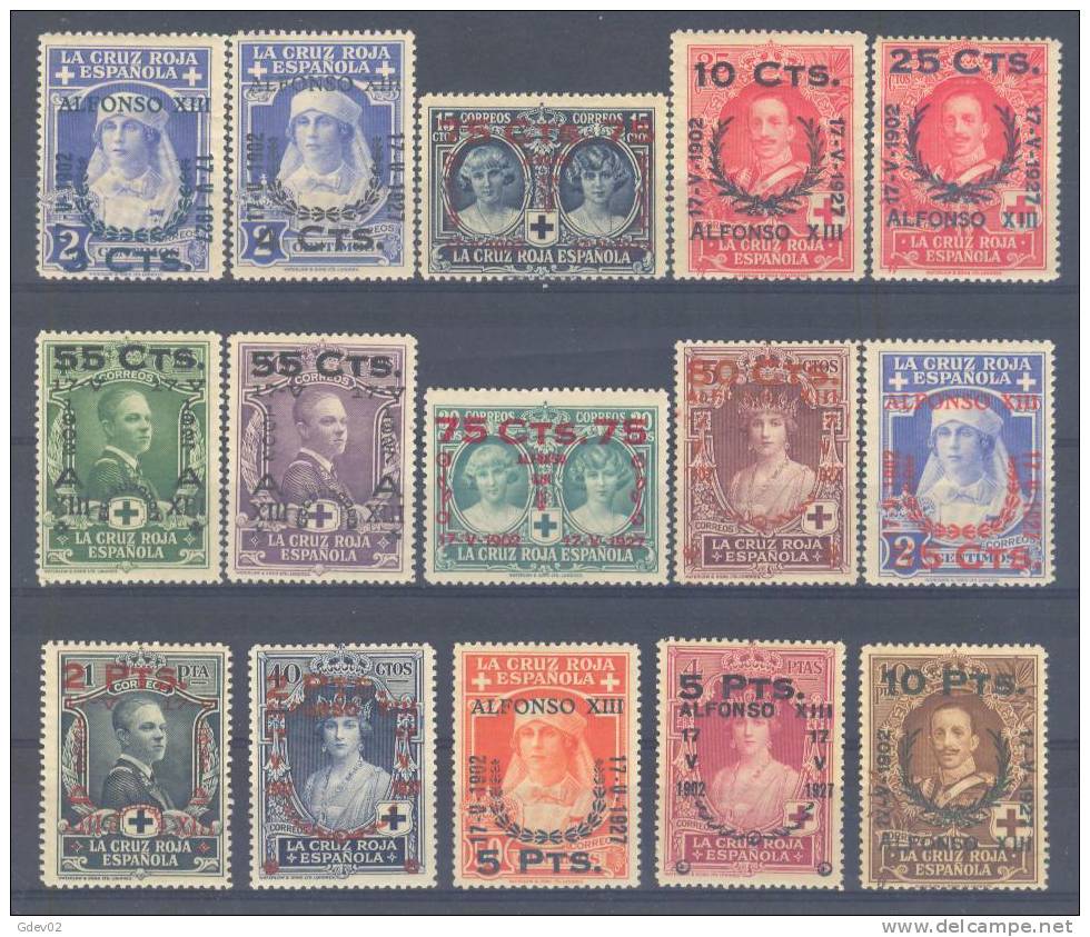 ES373-L3787.España.Spa In.Espagne  ANIV.JURA CONSTITUCION  POR ALFONSO XIII  1927 (E373/87**) Sin Charnela  LUJO - Unused Stamps