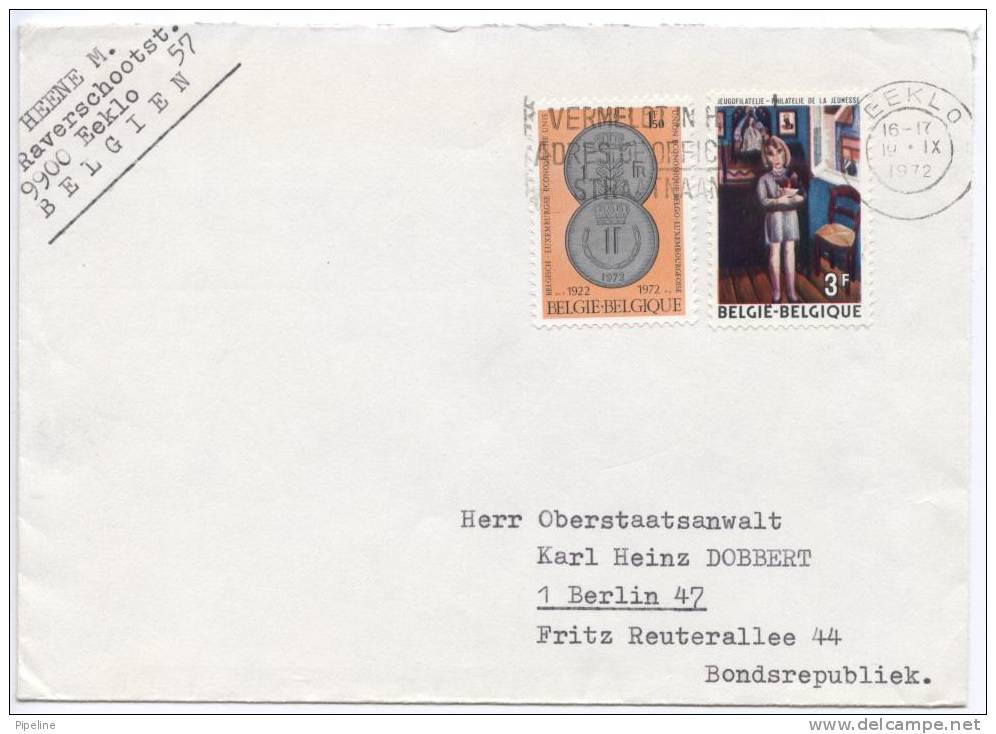 Belgium Cover Sent To Germany Eeklo 19-9-1972 - Covers & Documents