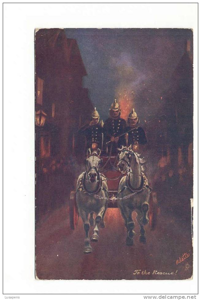 OLD FOREIGN 3694 - FIGHTING THE FLAMES - RAPHAEL TUCK OILETTE - #6494 POMPIERS FIREMAN - Feuerwehr