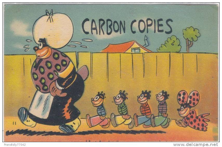 COMIC - BLACK AMERICANA - MOTHER And FIVE KIDS - " CARBON COPIES " - CIRCA - 1940´s - Unclassified