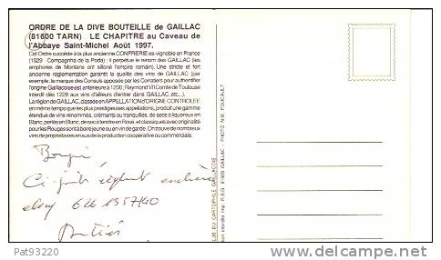 81. ORDRE De La DIVE Bouteille De GAILLAC - Abbaye De Saint-Miichel Aout 1997 / CPM N° 17 Circulée / TTBE - Gaillac