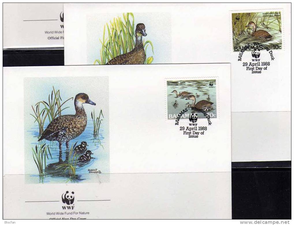 Pfeifgans WWF-Set 66 Bahamas 672/5 4x FDC 40€ Kuba-Gans Naturschutz Dokumentation 1988 Wildlife Cover Of Caribic America - Oies