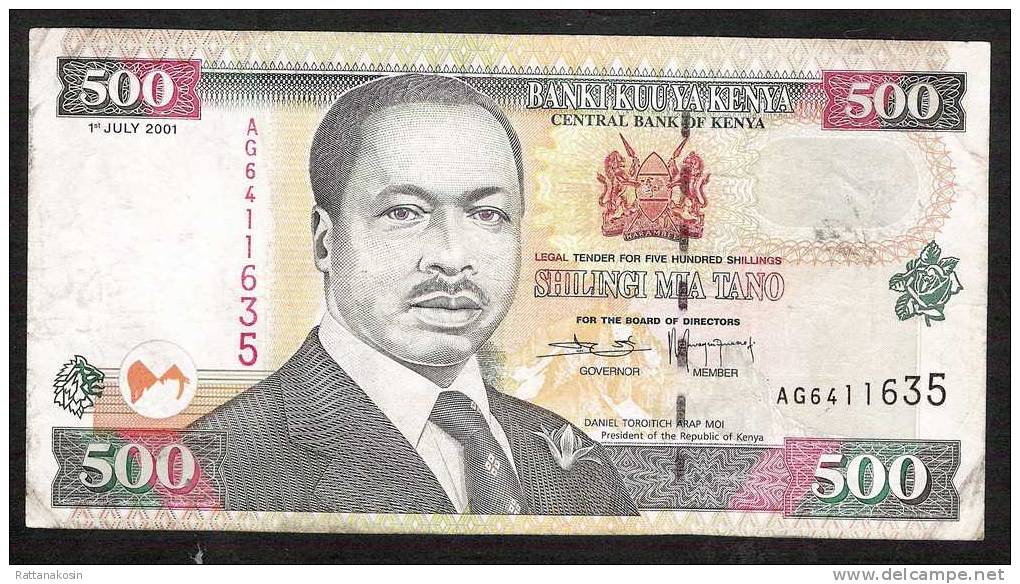 KENYA P39d  500  SHILLINGS 2001RARE DATE AVF NO P.h. ! - Kenia