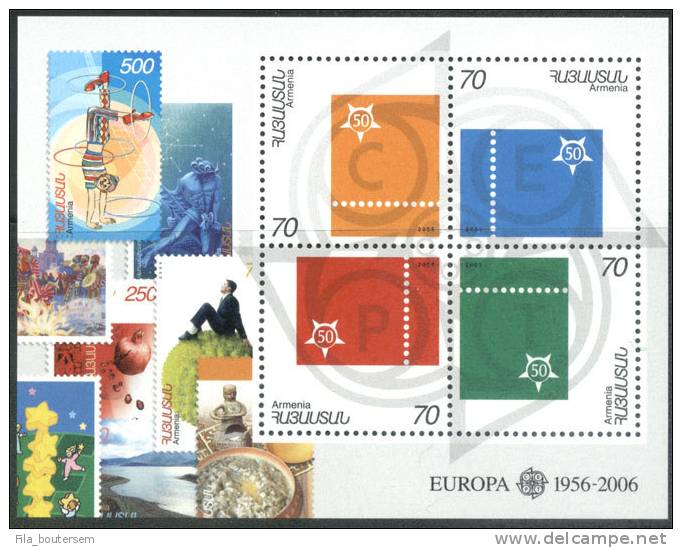 Armenia : 28-03-2006 (**) : Set 4v + Bloc "50 Years Of 1st Europa Stamps" - 2006
