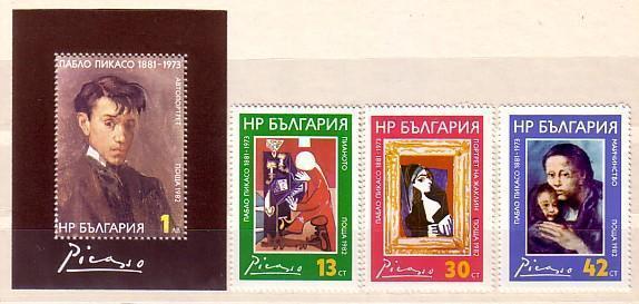1982 Art WORLD  PAINTINGS- PICASSO  3v. + S/S- MNH BULGARIA /   Bulgarie - Picasso