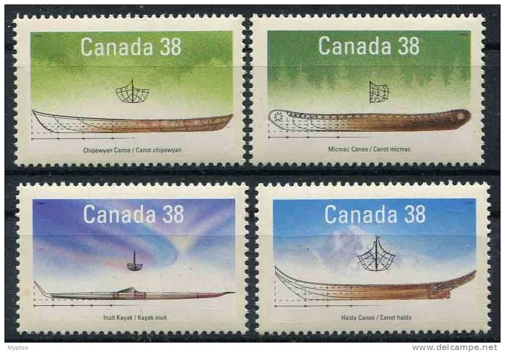 Canada 1989 - Native Boats - Complete Set Of 4 Stamps - Neufs