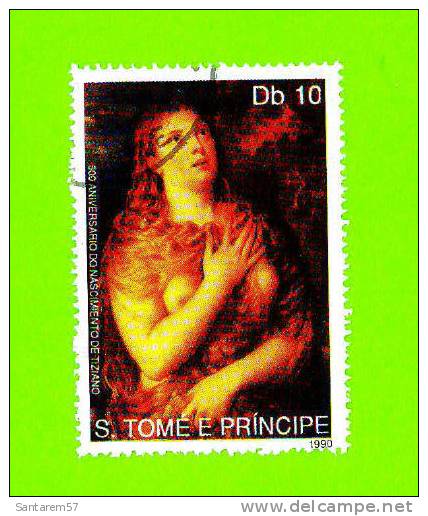 Timbre Oblitéré Used Mint Stamp Selo Carimbado 500 ANIVERSARIO NASCIMENTO DE TIZIANO S. TOME E PRINCIPE DB10 1990 - Sao Tome Et Principe