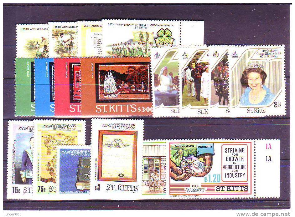 Nr 144/147, 156/159, 164/167, 172/175, 178/179 **, Michel = 23 Euro (XX12683) - St.Kitts And Nevis ( 1983-...)