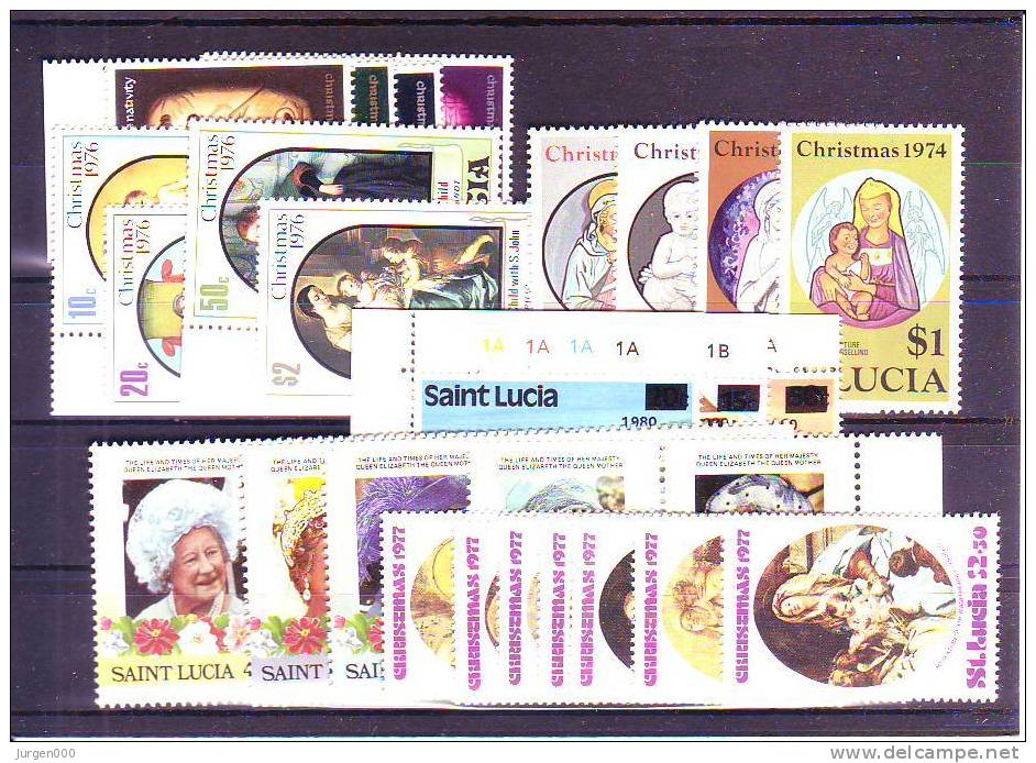 Nr 356/359, 402/405, 420/426, 445/448, 535/537, 783/790 **, Michel = 21 Euro (XX12688) - St.Lucia (1979-...)