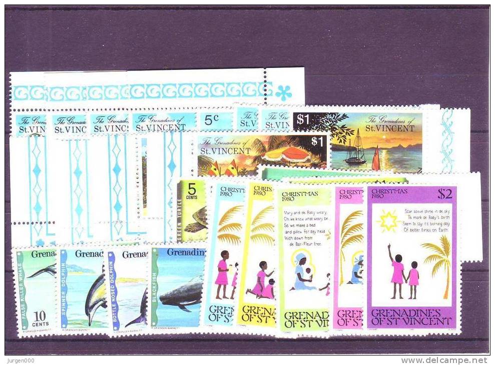 Nr 63/66, 111/114, 122/125, 156/159, 182/185, 197/201 **, Michel = 21 Euro (XX12746) - St.Vincent (1979-...)