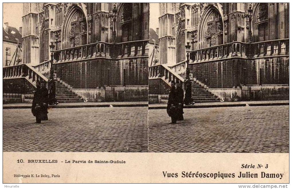 BELGIQUE-BRUXELLES Le Parvis De Sainte Gudule-MB - Stereoskopie