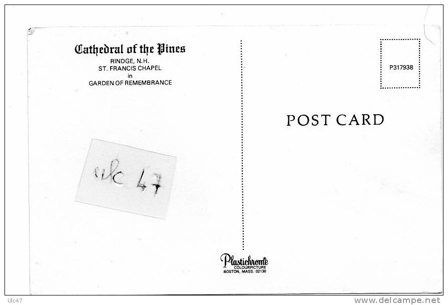 RINDGE. - Cathedral Of The Pines - ST. FRANCIS CHAPEL In GARDEN OF REMEMBRANCE. - Scan Verso - - Other & Unclassified