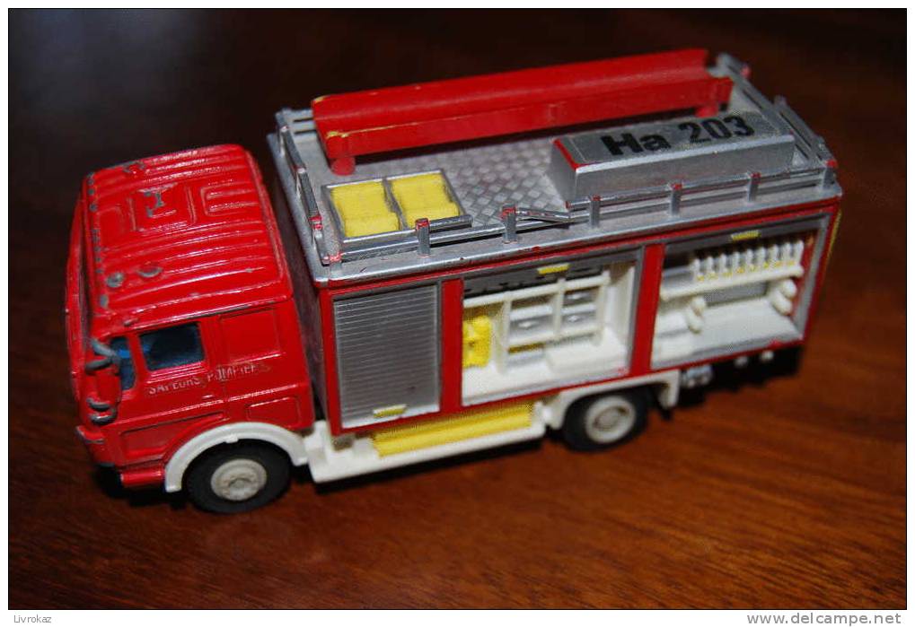 Voiture Miniature, Camion Pompiers Ha 203, Marque Non Précisée, Echelle 1/43ème ? Assez  Bon état - Altri & Non Classificati