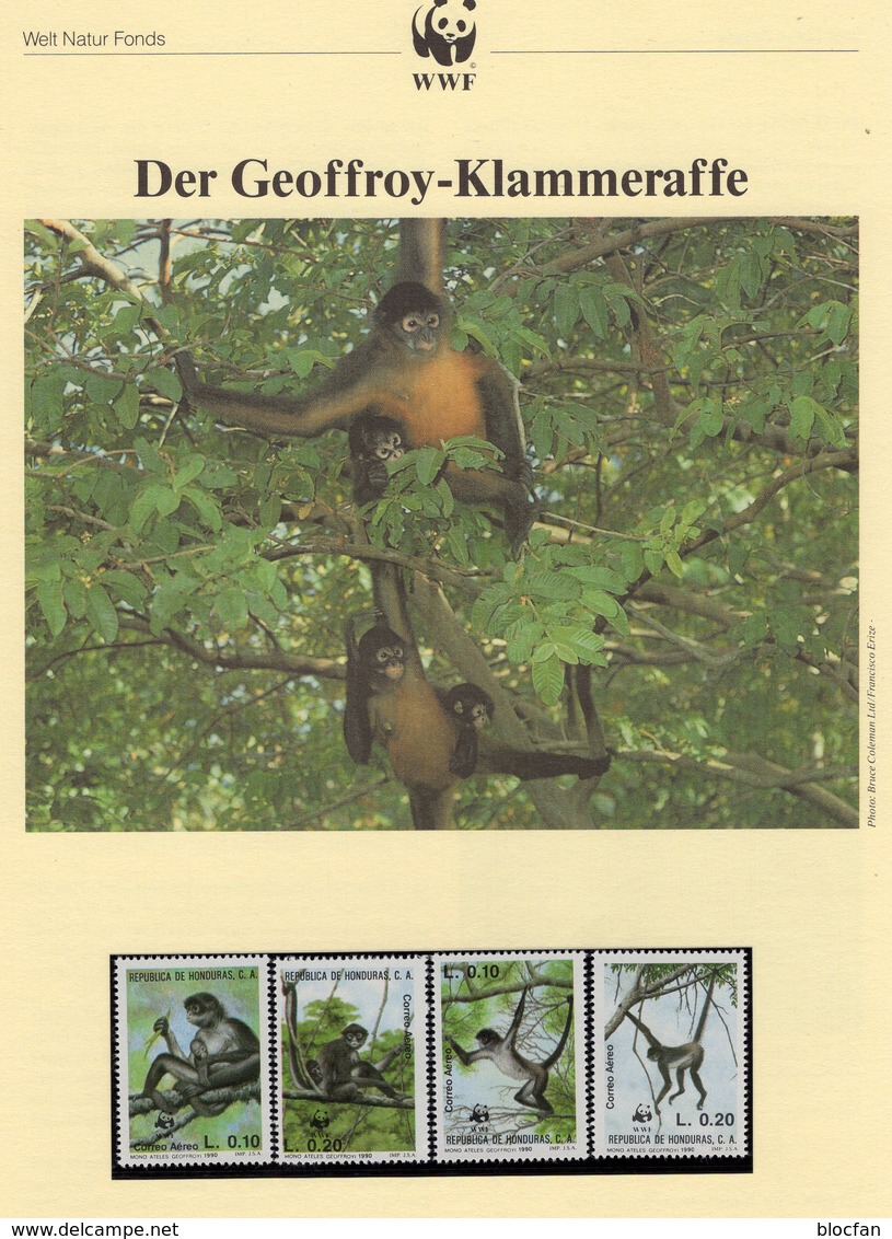 1990 WWF 3 Sets 91 Honduras 1084/7 **, 4x MC+FDC 42€ Klammer-Affen Naturschutz Documentation Geoffrey Monkey Of AMERICA - Nature