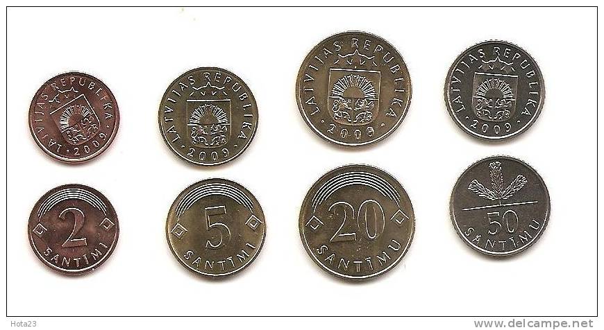 Latvia - COIN SET 2009 Y  -  2;5;20;50 SANTIMS - PERFEKT  UNC LION /DRAGON - Letonia