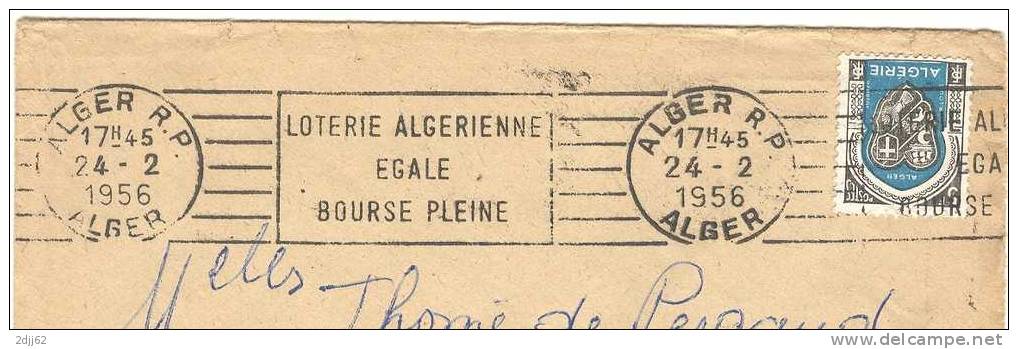 Algérie, Loterie, Bourse - Flamme Alger - Enveloppe Entière   (D0505 ) - Unclassified