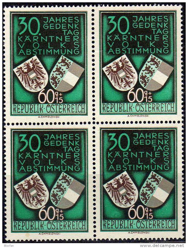 Brauchtum In Kärnten Wappen Austria 952/4 Als 4- Block ** 440€ Fahne Österreichs Flag Set - Blocs & Feuillets