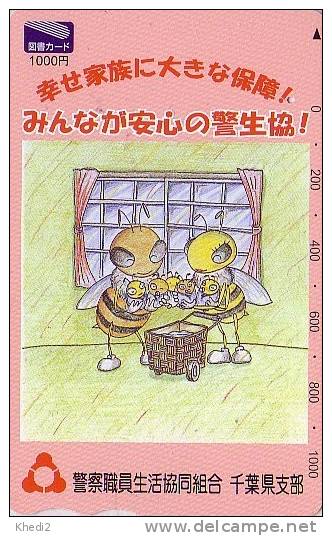 Carte Prépayée Japon - Insecte ABEILLE - BEE Japan Prepaid Tosho Card - BIENE Karte / Polizei Versicherung - 14 - Abeilles