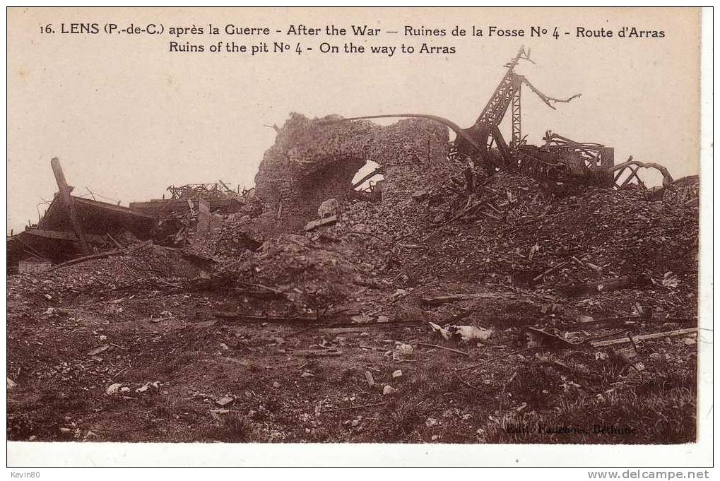 62 LENS Après La Guerre Ruines De La Fosse N°4 Route D'Arras - Lens