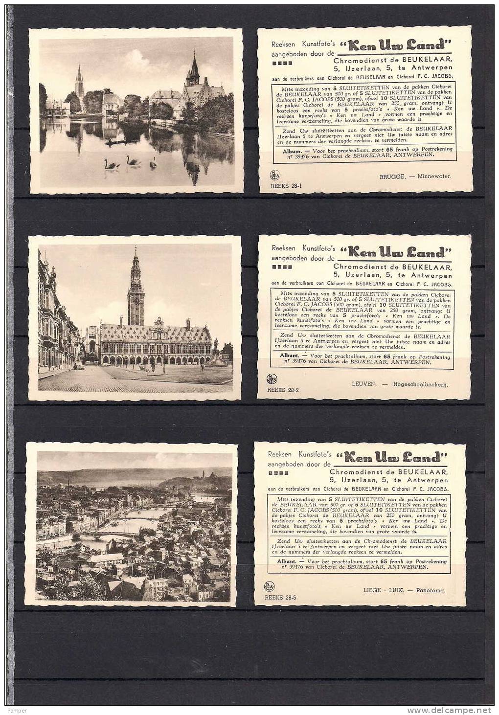 BELGIUM - MINI CARDS - SERIE 5 CARDS - 9CM/7CM -PERFECT - SERIE  NR 28  -  2.45 € - De Beukelaer