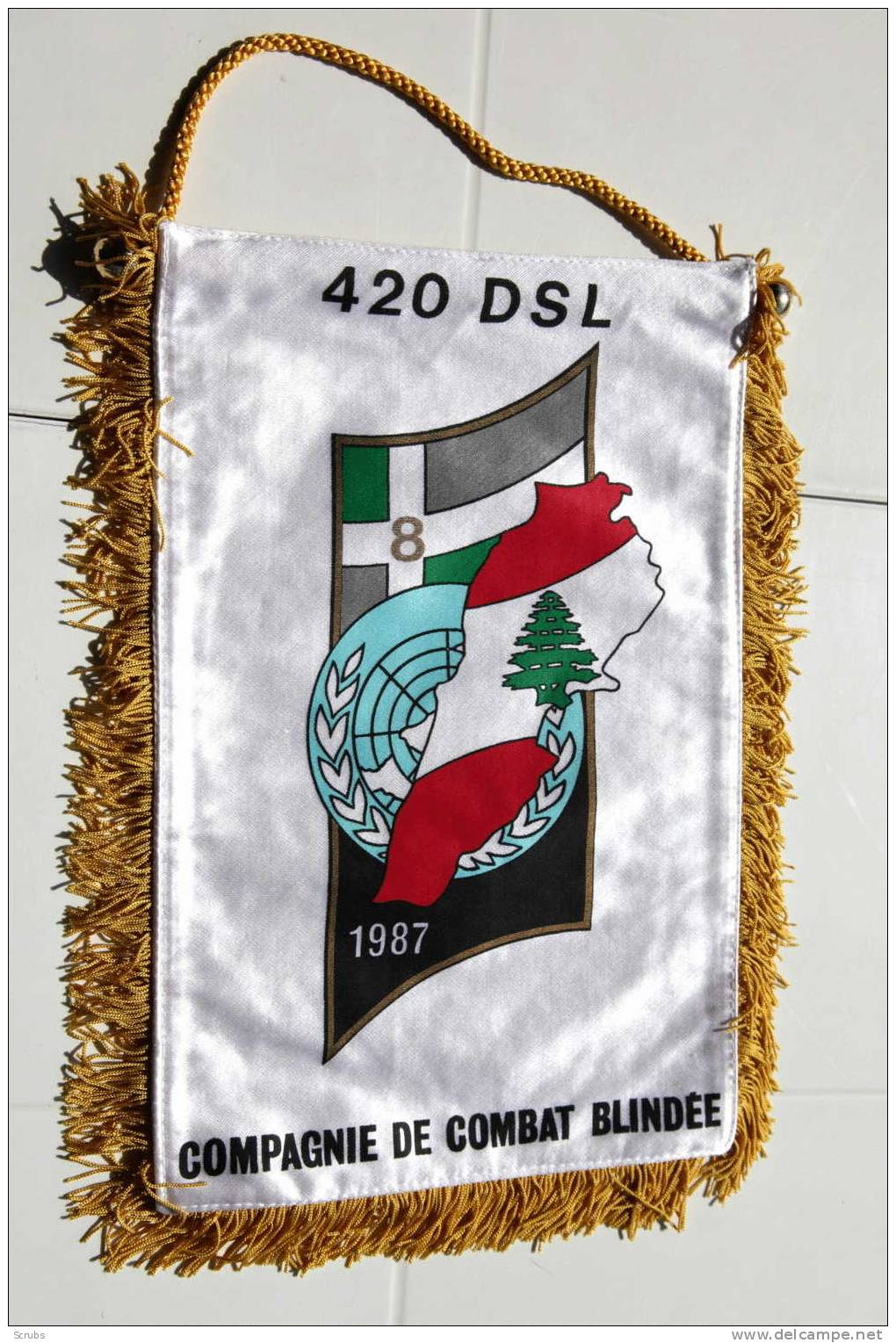 Fanion 420DSL Cie De Combat Blindée 8° R.I, Liban 1987 - Flags