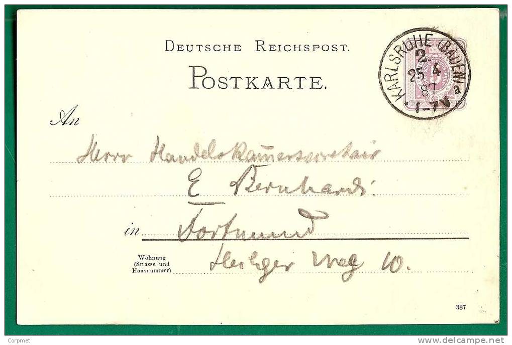 GERMANY - 1887 ENTIRE 5pf  KARLSRUHE - Andere & Zonder Classificatie