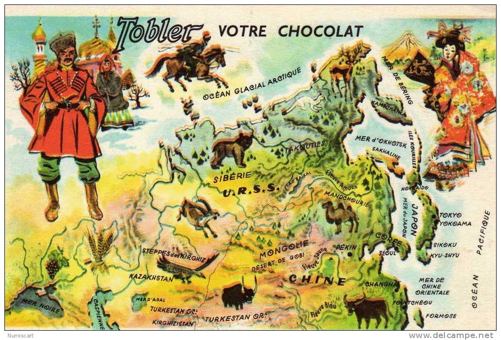 Chromos...chromo...chocolat    Tobler...le Tour Du Monde De Toby..ici En Asie Du Nord  N°7 - Autres & Non Classés