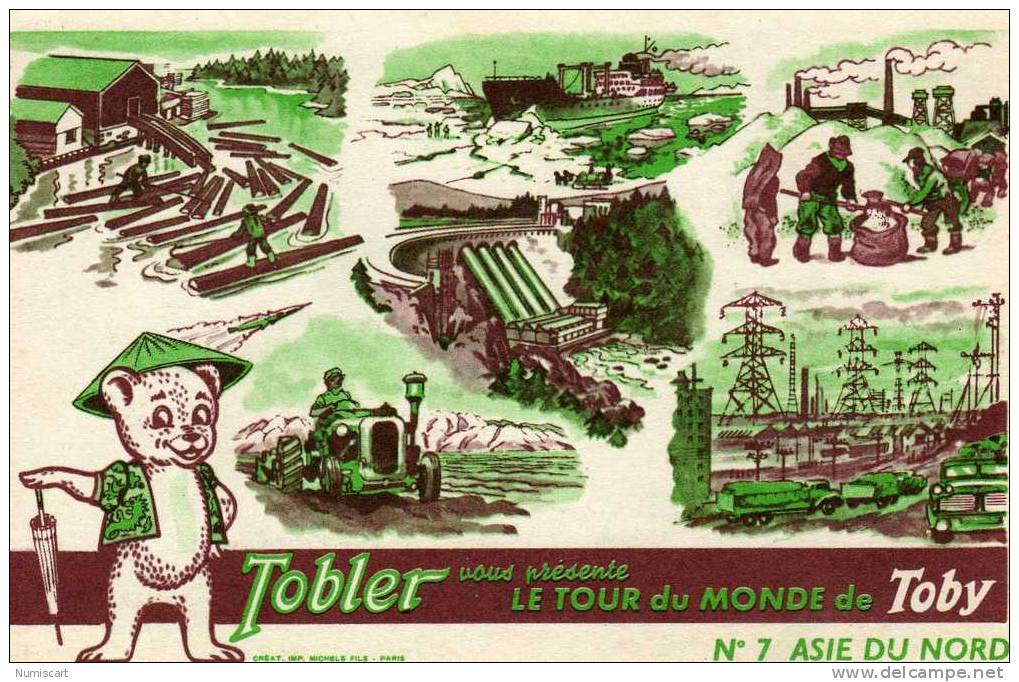 Chromos...chromo...chocolat    Tobler...le Tour Du Monde De Toby..ici En Asie Du Nord  N°7 - Autres & Non Classés