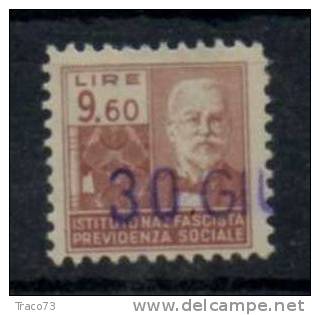 1939 - ISTITUTO NAZIONALE FASCISTA DELLA PREVIDENZA SOCIALE - Lire 9,60 - Fiscaux