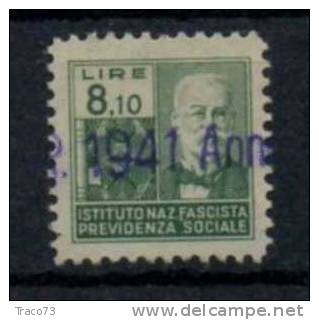 1939 - ISTITUTO NAZIONALE FASCISTA DELLA PREVIDENZA SOCIALE - Lire 8,10 - Steuermarken